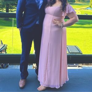 Pink Chiffon Off the shoulder Bridesmaid Style Dress